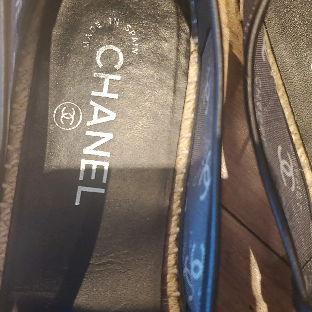 CHANEL Black CC Logo Espadrilles